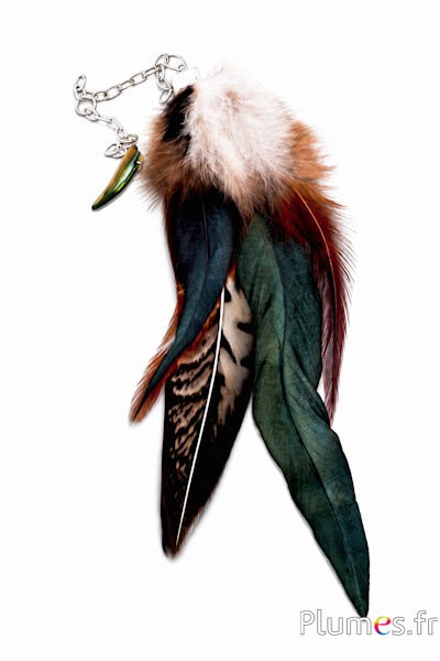 Anhänger mit Federn - 17–20 cm - natur